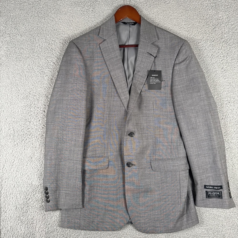 New JOS A BANK 1905 Tailored Fit Two Piece Suit Men's 39L 33xUNHEMMED Gray
